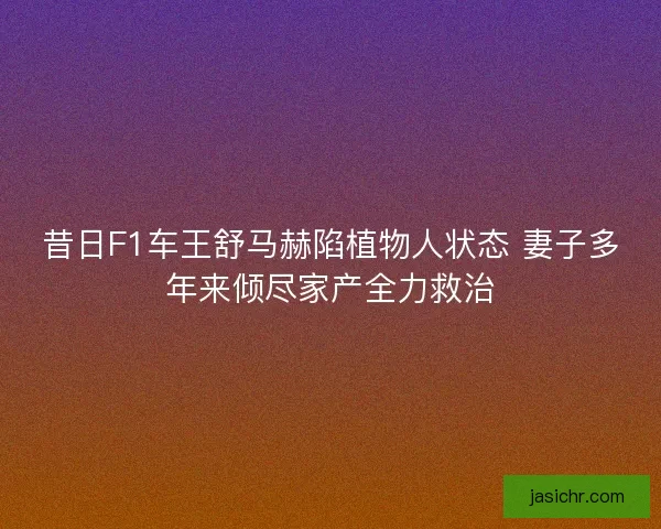 昔日F1车王舒马赫陷植物人状态 妻子多年来倾尽家产全力救治